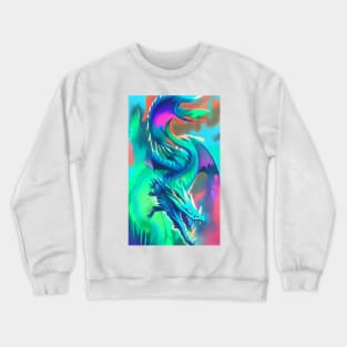 Colorful Hippie Popculture Popart Trippy Dragon Crewneck Sweatshirt